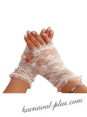 Гипюровые перчатки-митенки без пальцев белые
