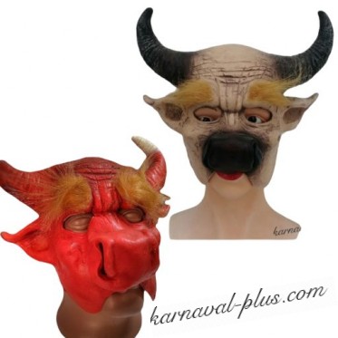 Карнавальная латексная маска Быка, цвета микс