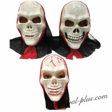 Карнавальная маска череп Скелет с капюшоном,цвета МИКС