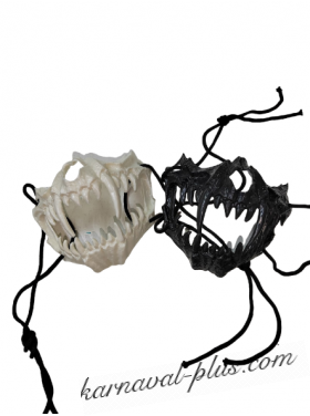 Карнавальная полумаска Череп с клыками пластиковая, цвета микс