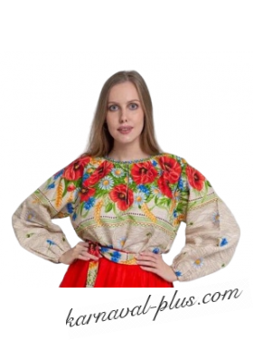 Русско-народная рубаха женская с цветами