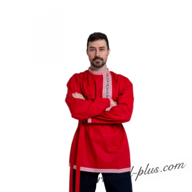 Русско-народная рубаха-вышиванка-мужская, цвет красный