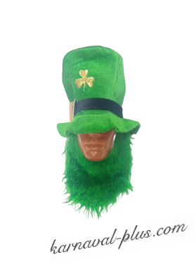 Карнавальная шляпа Лепрекона с зеленой бородой
