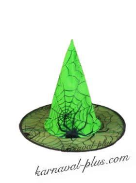 Карнавальный колпак ведьмы Паутинка, цвет зеленый