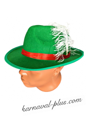 Карнавальная шляпа баварская зеленая с пером