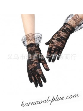 Карнавальные перчатки Гипюр с кружевом детские, цвет черный