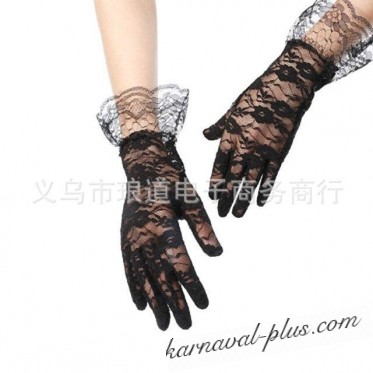 Карнавальные перчатки Гипюр с кружевом детские, цвет черный