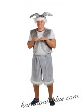 Карнавальный костюм Заяц серый-плюш, взрослый