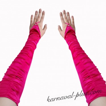 Карнавальные перчатки через палец, цвет ярко-розовый