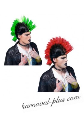 Карнавальный парик Ирокез, цвета красный/зеленый