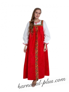 Русско-народный сарафан с блузой-женский, цвет красный