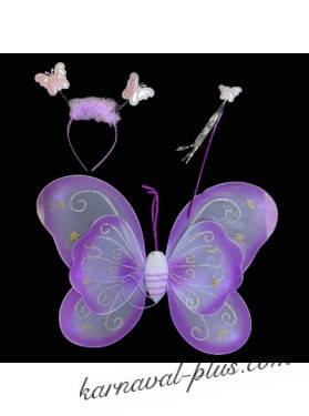 Крылья бабочки двойные с палочкой и ободком, цвет фиолетовый