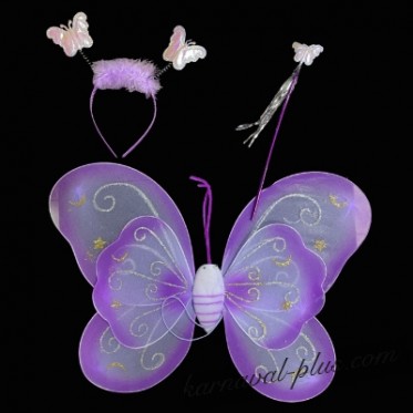 Крылья бабочки двойные с палочкой и ободком, цвета фиолетовый