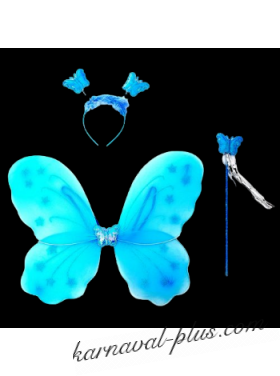 Крылья бабочки с палочкой и ободком, цвет голубой