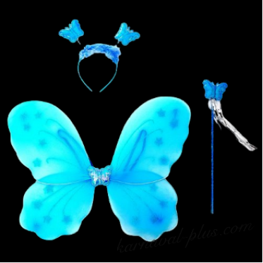 Крылья бабочки с палочкой и ободком, цвет голубой