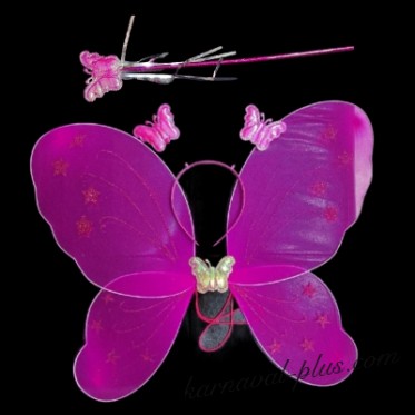Крылья бабочки с палочкой и ободком, цвет фуксия