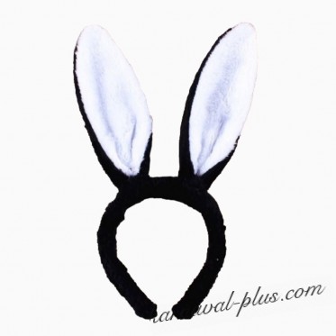 Ободок Уши зайца, цвет черный с белым