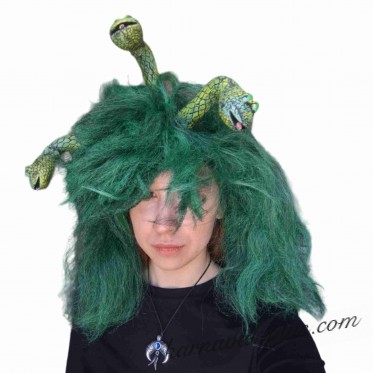 Парик карнавальный зеленый со змеями-Кикимора