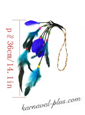 Повязка на голову индейская с перьями синяя