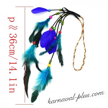 Повязка на голову индейская с перьями синяя