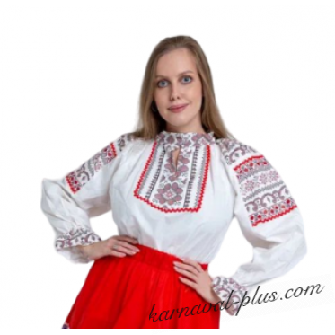 Русско-народная рубаха-вышиванка-женская (красный орнамент)