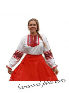 Русско-народная рубаха женская с красным узором