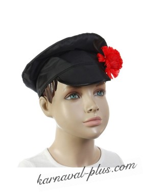 Шляпа Картуз черный с цветком, детский