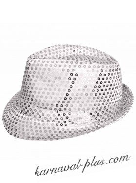 Карнавальная шляпа Диско белая/серебро