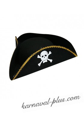 Карнавальная шляпа Пирата-Треуголка с золотой каймой, для взрослых